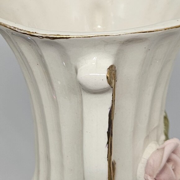 Mid-Century Bud Vase - White, Rose, Gold - handpainted. - Picture 4 of 7